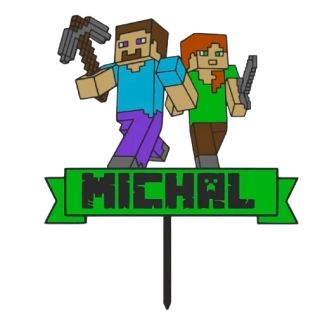 Dortový zápich - Minecraft postavy s jménem
