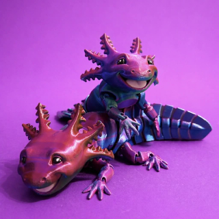 Axolotl - červená/zelená/žlutá