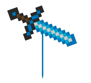 Dortový zápich - Minecraft meč diamantový 3
